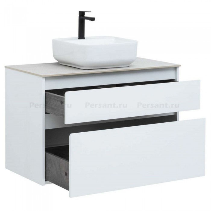 Тумба под раковину Aquanet Nova Lite 90 242268 подвесная, белый глянец