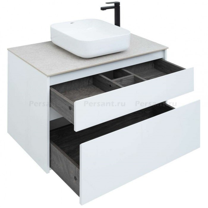 Тумба под раковину Aquanet Nova Lite 90 242268 подвесная, белый глянец