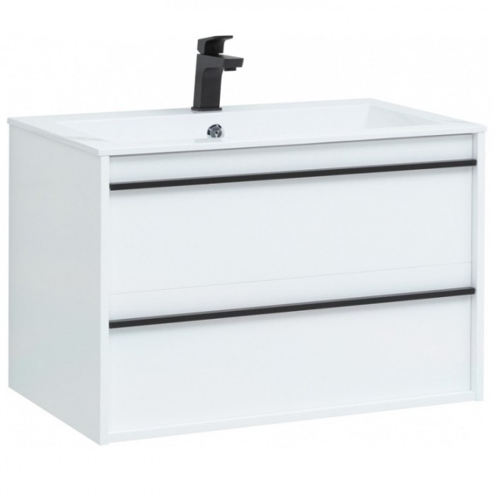 Тумба под раковину Aquanet Lino 80 253903 подвесная, белая матовая
