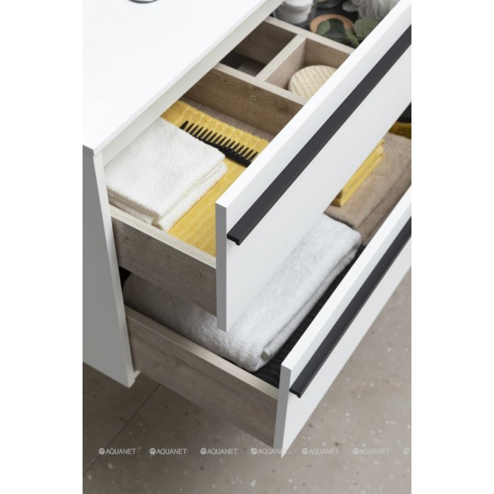 Тумба под раковину Aquanet Lino 90 253904 подвесная, белая матовая