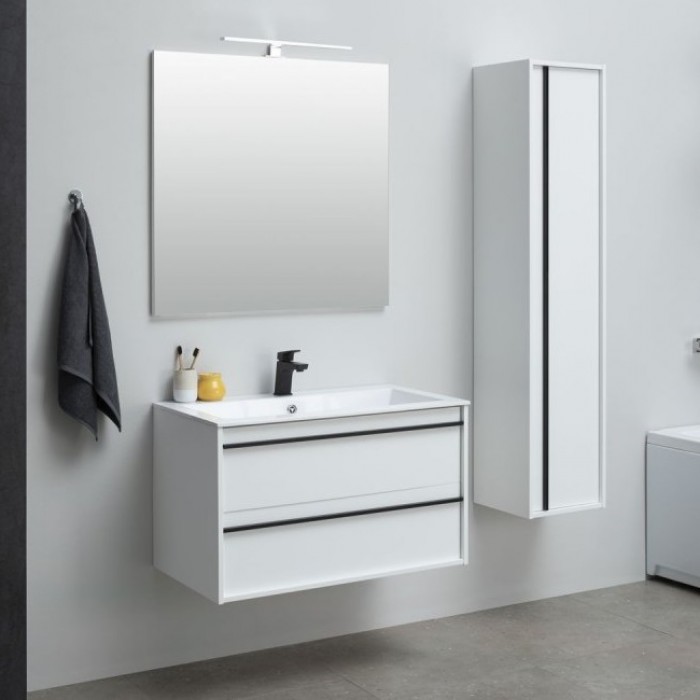 Тумба под раковину Aquanet Lino 90 253904 подвесная, белая матовая