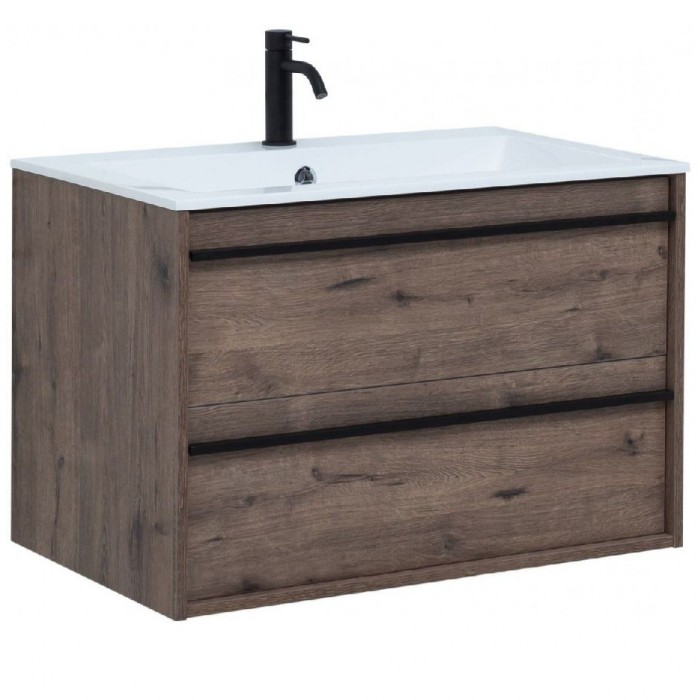 Тумба под раковину Aquanet Lino 80 253912 подвесная, дуб веллингтон