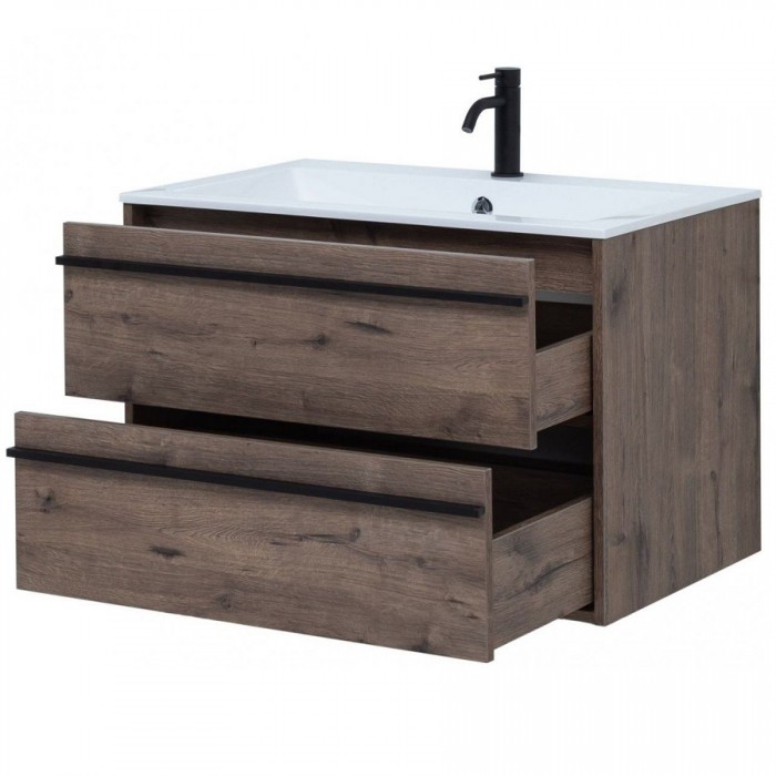 Тумба под раковину Aquanet Lino 80 253912 подвесная, дуб веллингтон