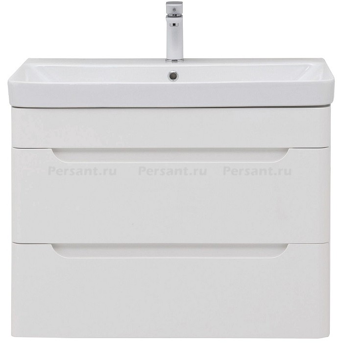 Тумба под раковину Aquanet София 80 белый глянец 00274002, 2 ящика, подвесная