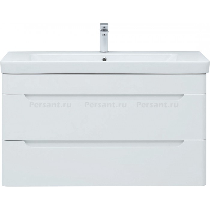 Тумба под раковину Aquanet София 105 белый глянец 00274116, 2 ящика, подвесная