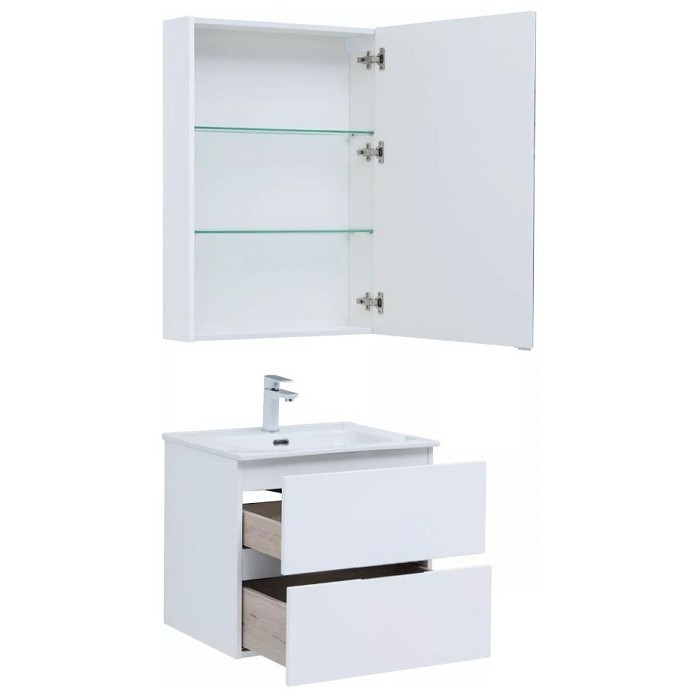 Тумба под раковину Aquanet Алвита New 60 белая матовая 277510, подвесная