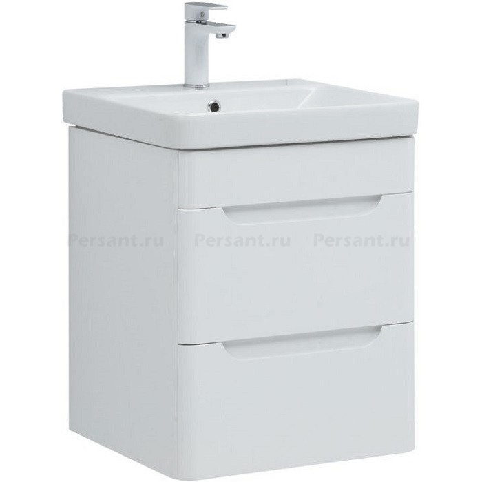 Тумба под раковину Aquanet София 50 белый глянец 00274171, 2 ящика, подвесная