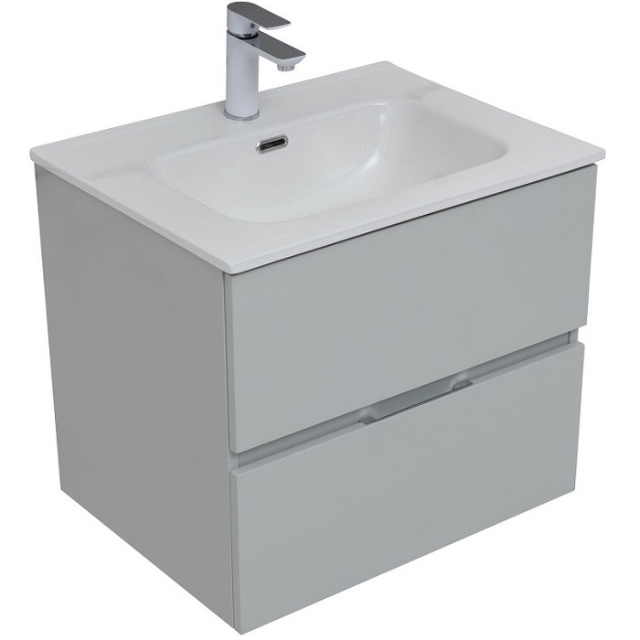 Тумба под раковину Aquanet Алвита New 60 серая матовая 277512, подвесная