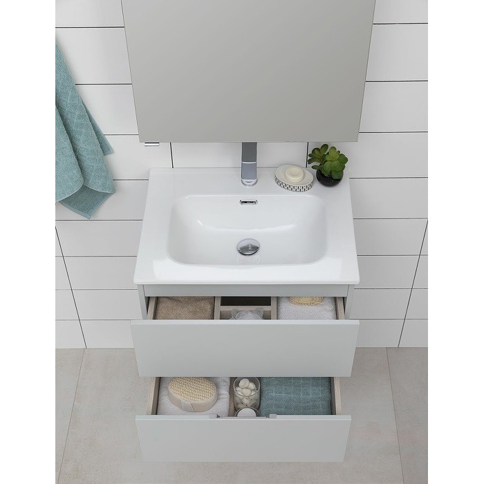 Тумба под раковину Aquanet Алвита New 60 серая матовая 277512, подвесная