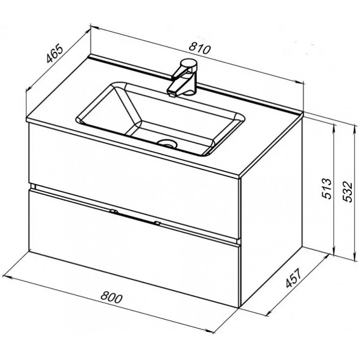 Тумба под раковину Aquanet Алвита New 80 белая матовая 277514, подвесная
