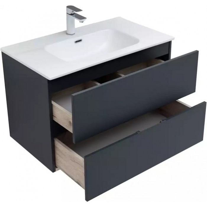 Тумба под раковину Aquanet Алвита New 80 антрацит матовый 277515 подвесная