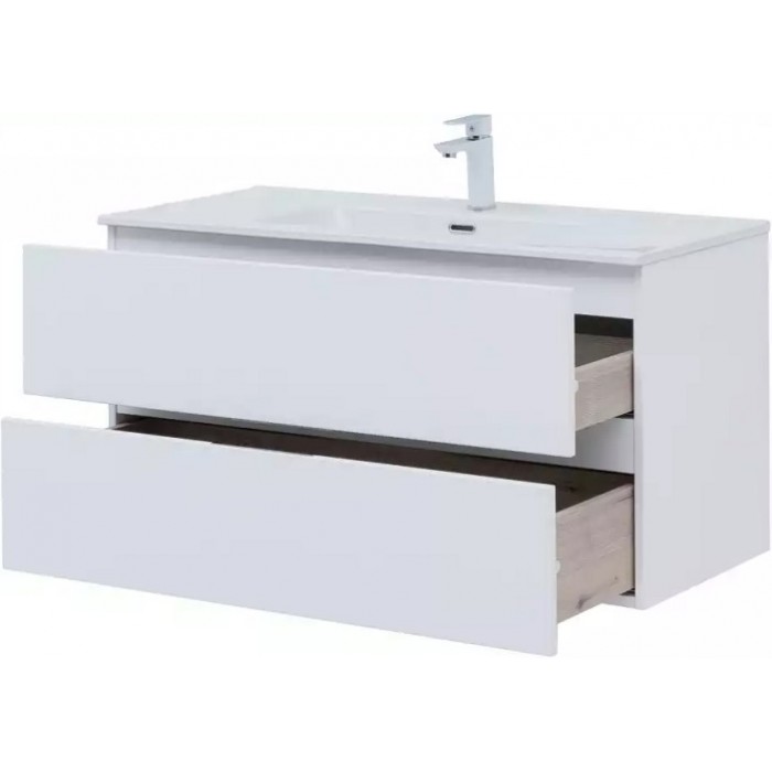 Тумба под раковину Aquanet Алвита New 100 белая матовая 277518, подвесная