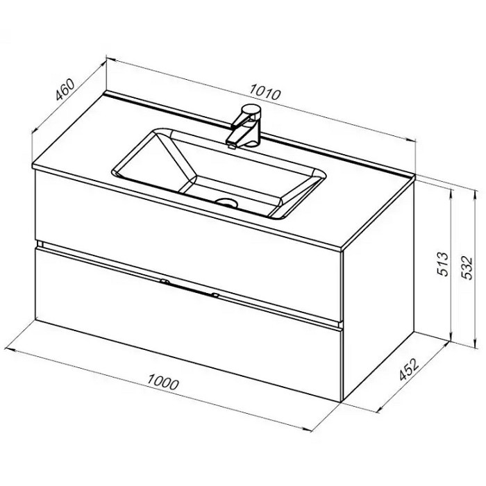 Тумба под раковину Aquanet Алвита New 100 белая матовая 277518, подвесная