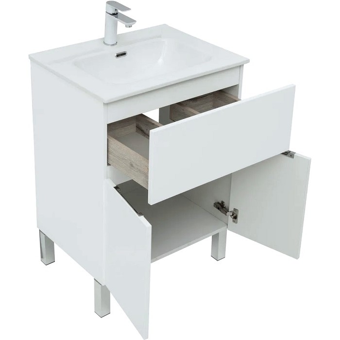 Тумба под раковину Aquanet Алвита New 60 белая матовая 277546, напольная