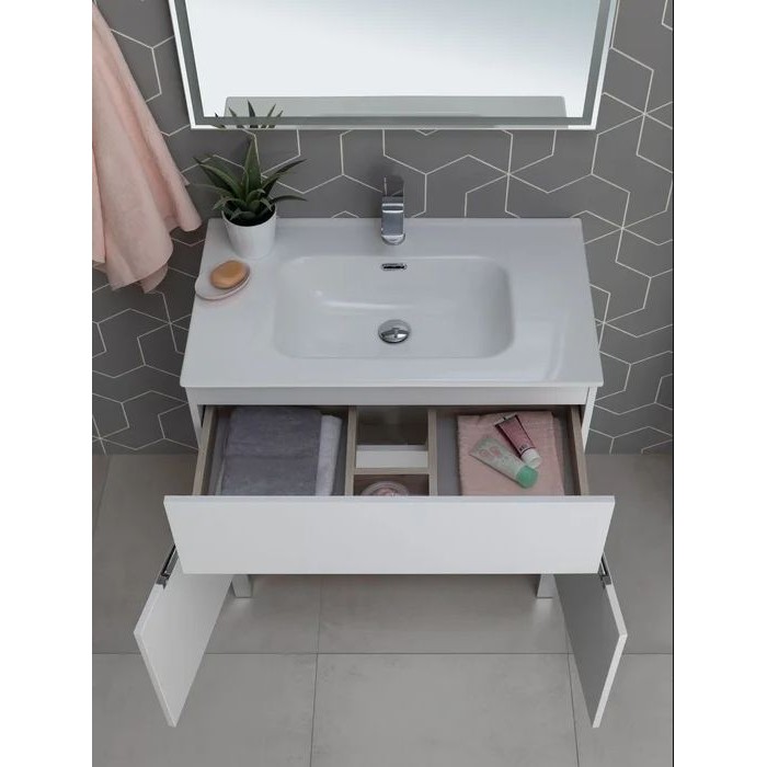 Тумба под раковину Aquanet Алвита New 80 белая матовая 277550, напольная