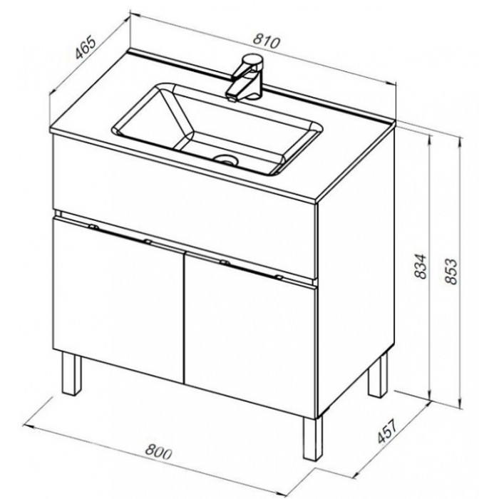 Тумба под раковину Aquanet Алвита New 80 белая матовая 277550, напольная