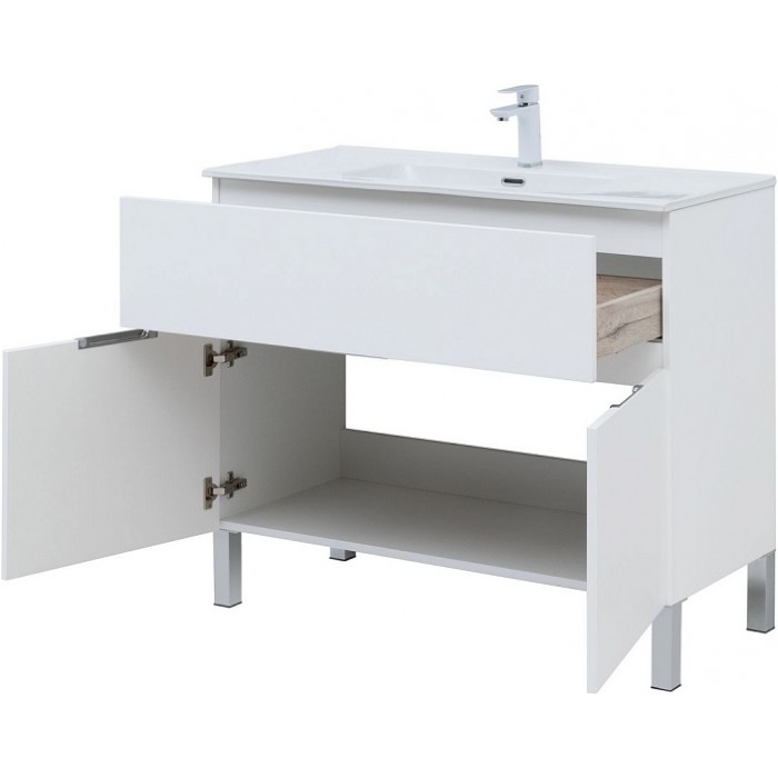 Тумба под раковину Aquanet Алвита New 100 белая матовая 277554, напольная