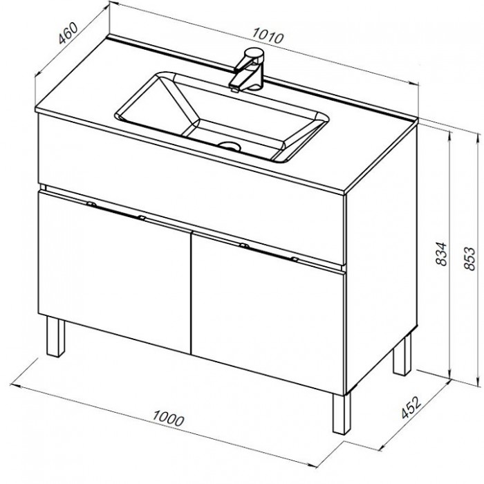 Тумба под раковину Aquanet Алвита New 100 белая матовая 277554, напольная