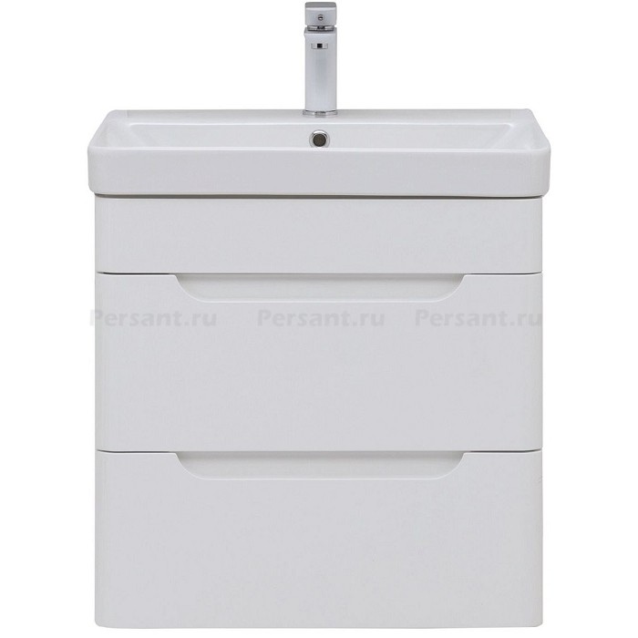 Тумба под раковину Aquanet София 60 белый глянец 00288905, 2 ящика, подвесная