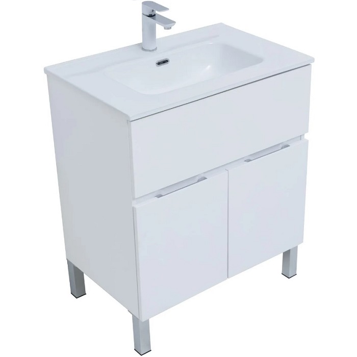 Тумба под раковину Aquanet Алвита New 70 белая матовая 303901, напольная