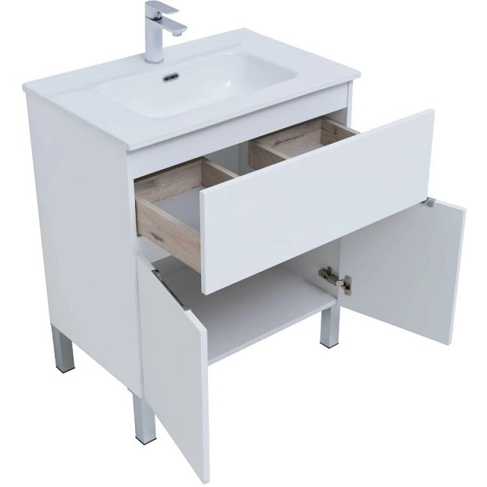 Тумба под раковину Aquanet Алвита New 70 белая матовая 303901, напольная