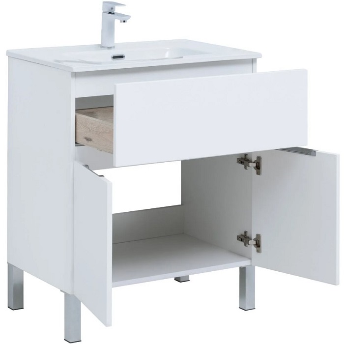 Тумба под раковину Aquanet Алвита New 70 белая матовая 303901, напольная