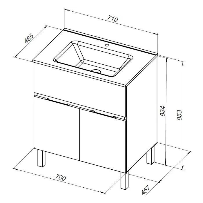 Тумба под раковину Aquanet Алвита New 70 белая матовая 303901, напольная
