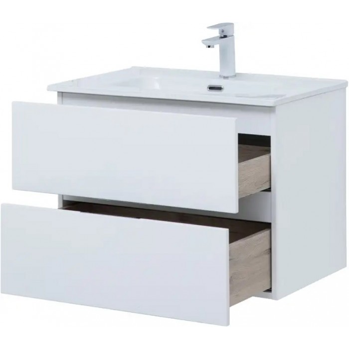 Тумба под раковину Aquanet Алвита New 70 белая матовая 303909, подвесная