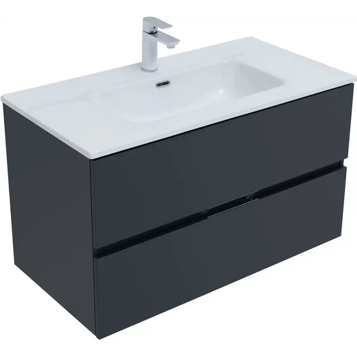 Тумба под раковину Aquanet Алвита New 90 антрацит матовый 303919 подвесная