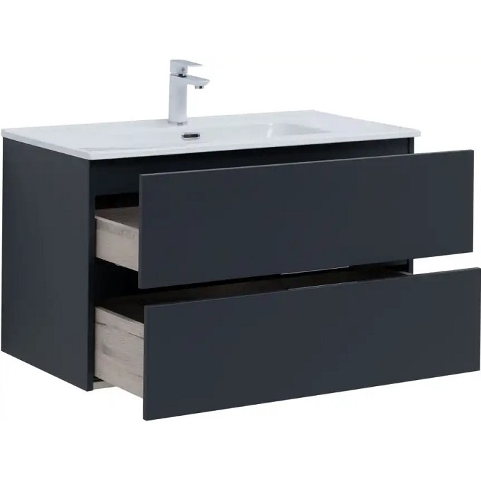 Тумба под раковину Aquanet Алвита New 90 антрацит матовый 303919 подвесная