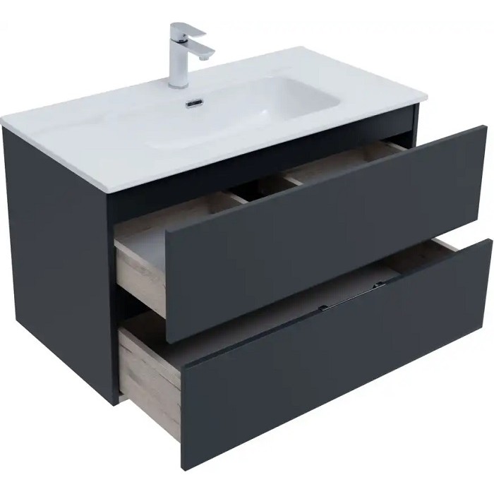 Тумба под раковину Aquanet Алвита New 90 антрацит матовый 303919 подвесная