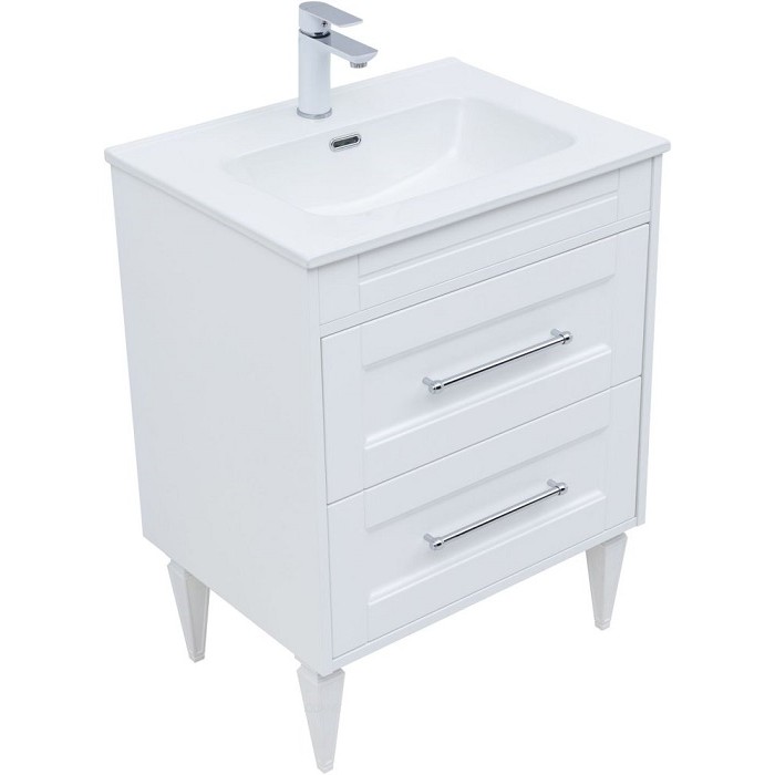 Тумба под раковину Aquanet Бостон new 60 белый сатин 00306367 ручки хром