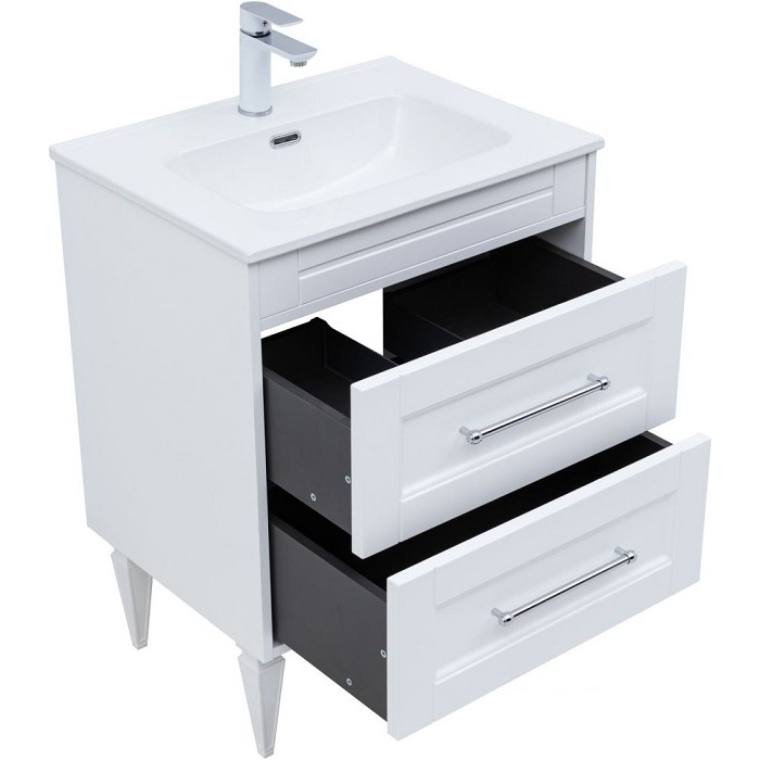 Тумба под раковину Aquanet Бостон new 60 белый сатин 00306367 ручки хром