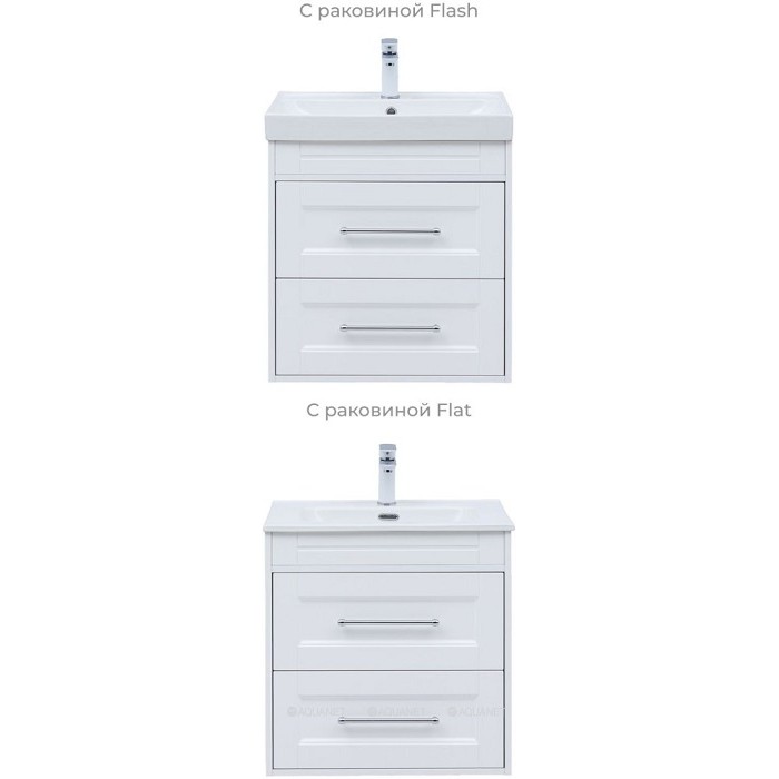 Тумба под раковину Aquanet Бостон new 60 белый сатин 00306367 ручки хром