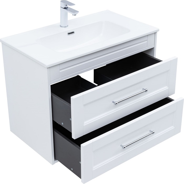 Тумба под раковину Aquanet Бостон new 80 белый сатин 00306368 ручки хром