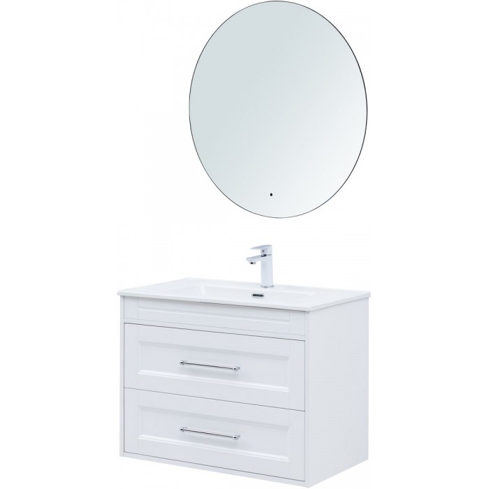 Тумба под раковину Aquanet Бостон new 80 белый сатин 00306368 ручки хром