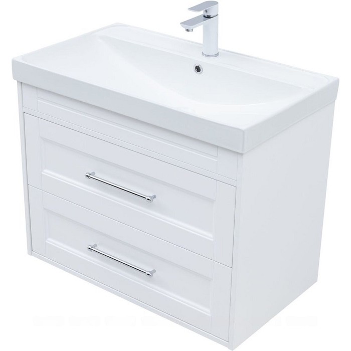 Тумба под раковину Aquanet Бостон new 80 белый сатин 00306368 ручки хром