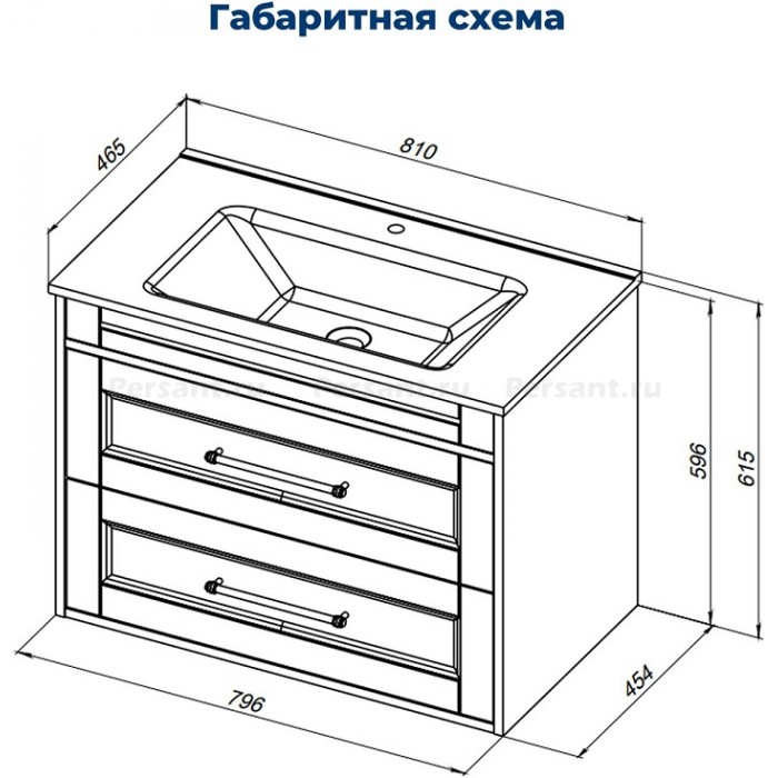 Тумба под раковину Aquanet Бостон new 80 белый сатин 00347182 ручки золото