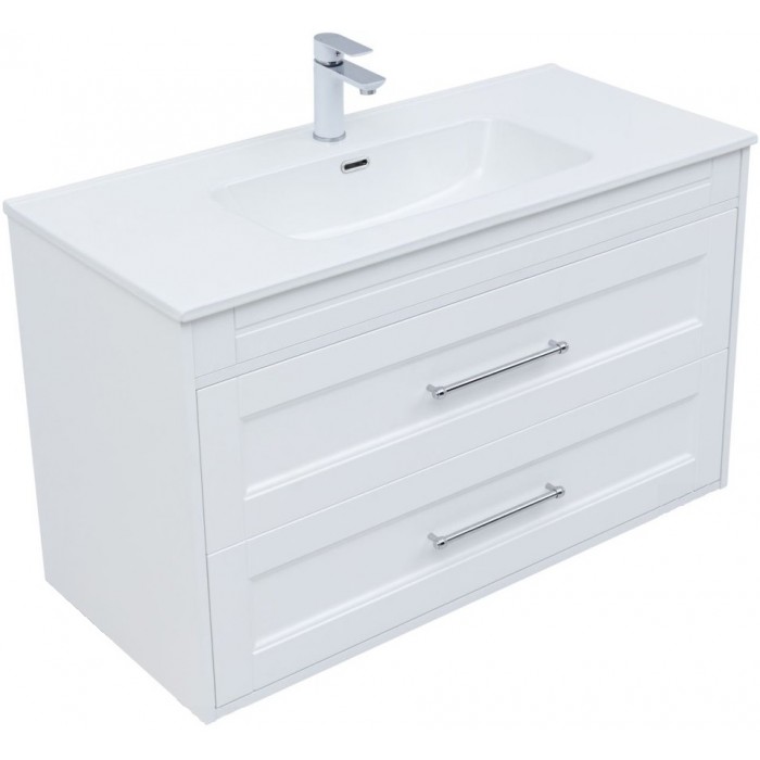 Тумба под раковину Aquanet Бостон new 100 белый сатин 00306369 ручки хром