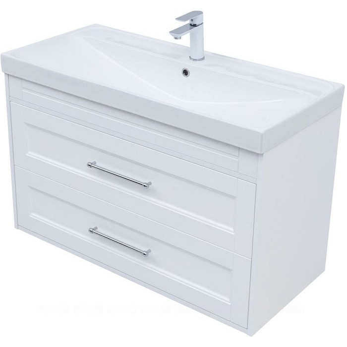 Тумба под раковину Aquanet Бостон new 100 белый сатин 00306369 ручки хром