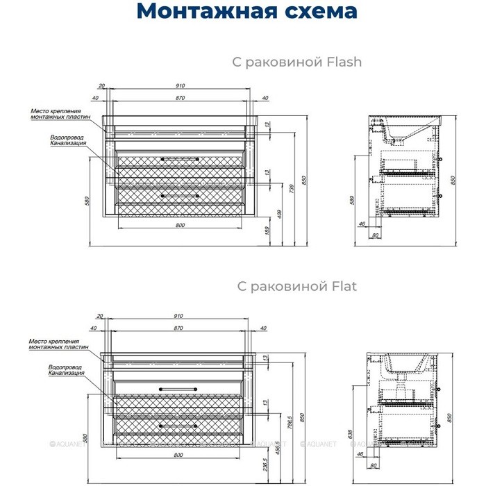 Тумба под раковину Aquanet Бостон new 100 белый сатин 00306369 ручки хром