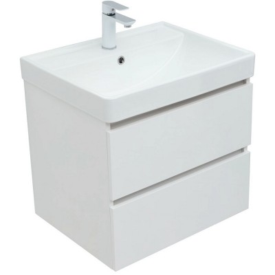 Тумба под раковину Aquanet Вега 60 белая глянцевая 00308318, подвесная