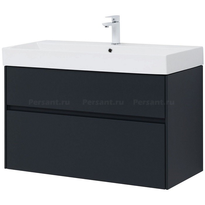 Тумба под раковину Aquanet Бруклин 100 антрацит матовый 00310139 подвесная