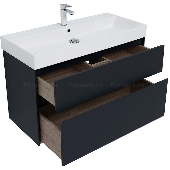 Тумба под раковину Aquanet Бруклин 100 антрацит матовый 00310139 подвесная