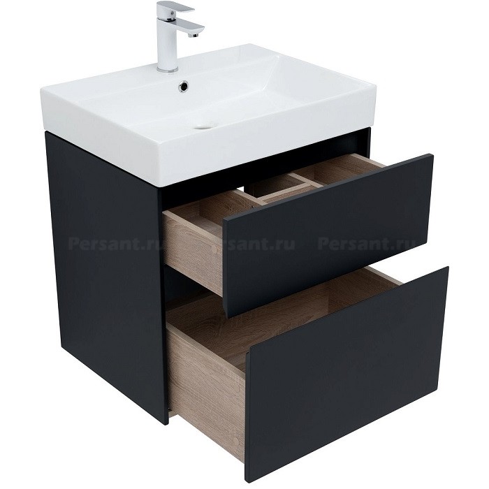 Тумба под раковину Aquanet Бруклин 60 антрацит матовый 00310140 подвесная