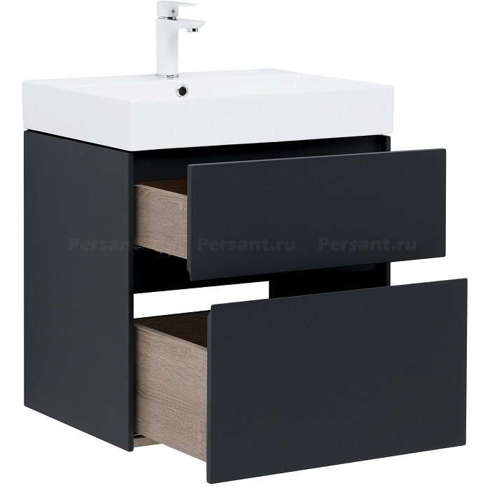 Тумба под раковину Aquanet Бруклин 60 антрацит матовый 00310140 подвесная