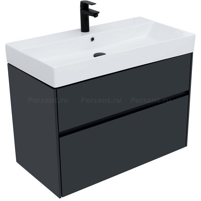 Тумба под раковину Aquanet Бруклин 85 антрацит матовый 00310142 подвесная