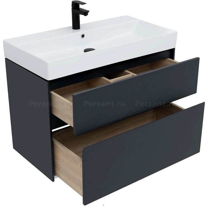 Тумба под раковину Aquanet Бруклин 85 антрацит матовый 00310142 подвесная