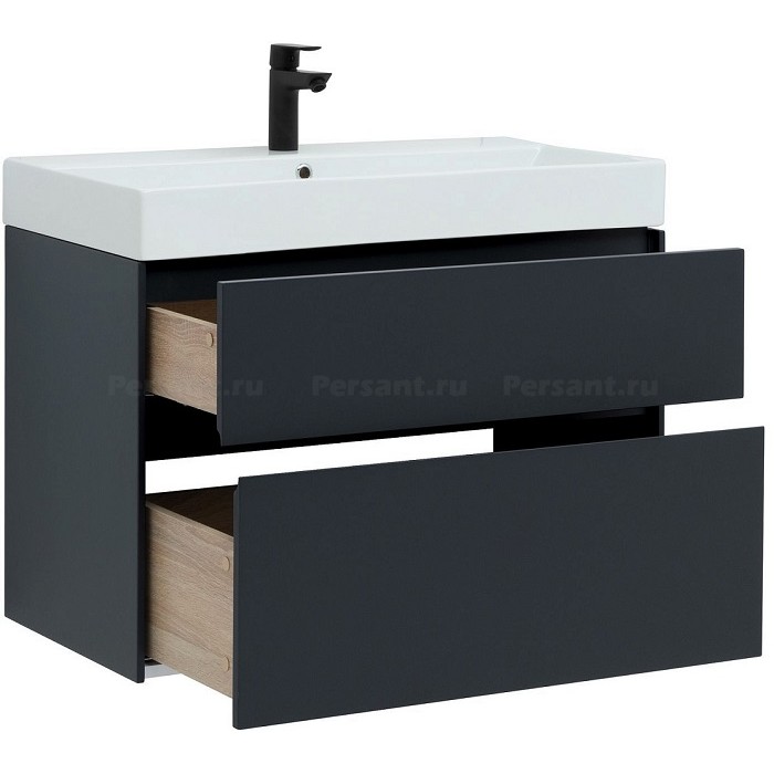 Тумба под раковину Aquanet Бруклин 85 антрацит матовый 00310142 подвесная