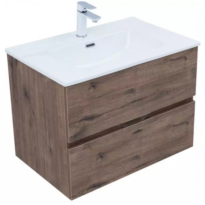 Тумба под раковину Aquanet Алвита New 70 дуб велингтон табак 334185, подвесная
